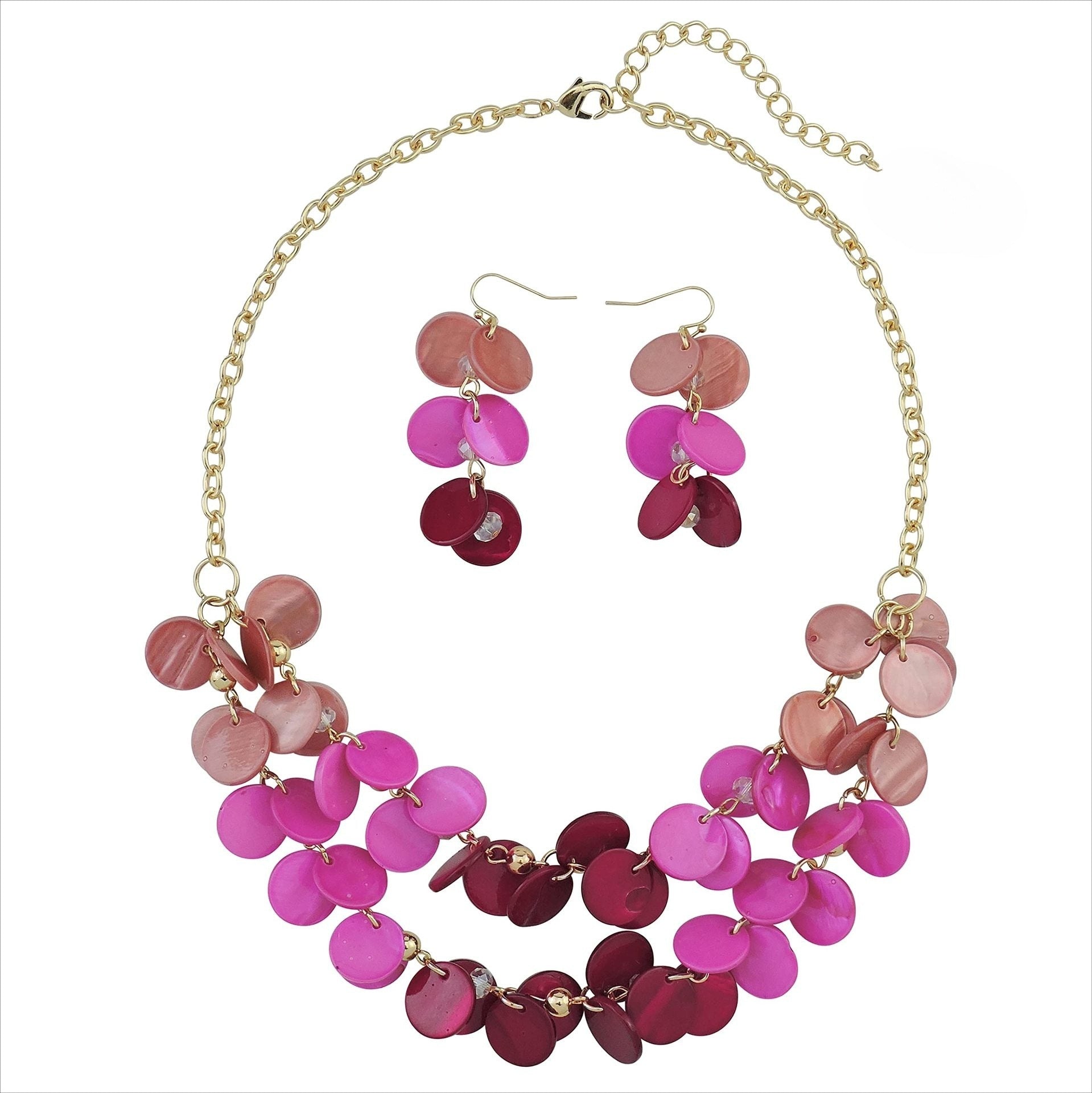 Wholesale Holiday Style Round Natural Dyed Shell Earrings Necklace